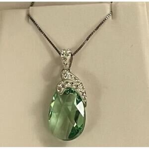 925 Sterling Silver Peridot CZ Pendant Necklace